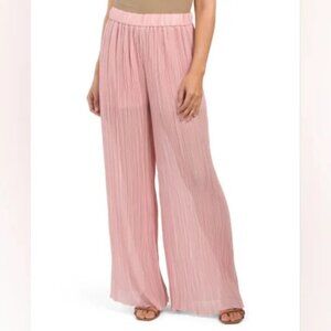 Zara Pink Pleated Wide Leg Palazzo Trousers Pants L